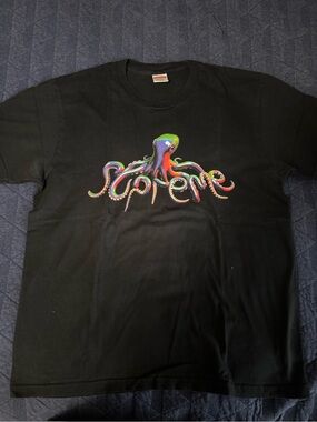 Supreme Black Tee with Octopus Graphic